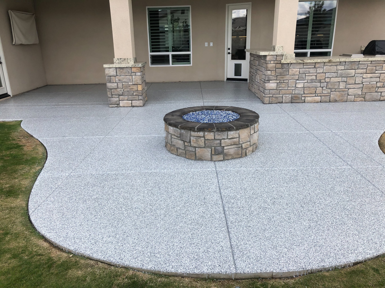 Concrete Flooring on a Patio and around fire pit