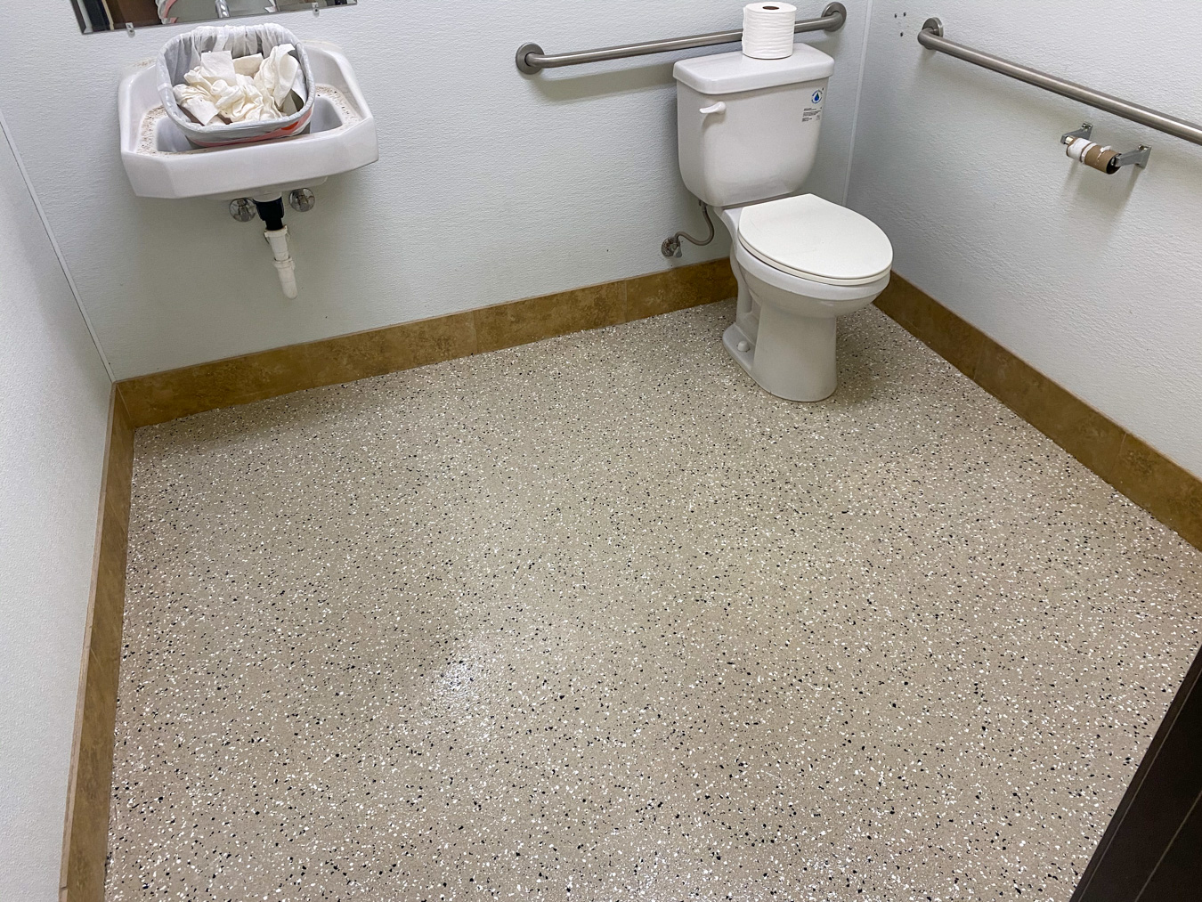 Commercial concrete coating in a bathroom